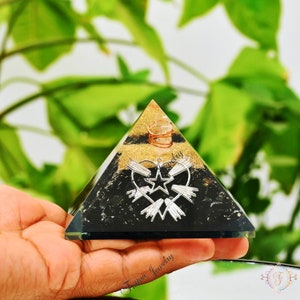 Black Tourmaline Orgone Pyramid Star in Heart , Protection Energy Generator, Orgone pyramid, EMF protection, Orgone Energy Purifier Gift image 7