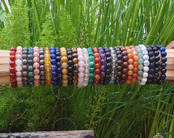Pulsera de piedras preciosas curativas de 10 mm: Pulsera de cristal elástica