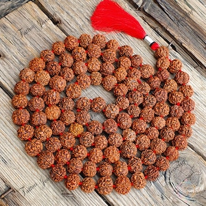 108 Rudraksha Japa Mala: Nepal 5 Mukhi Prayer Beads Necklace