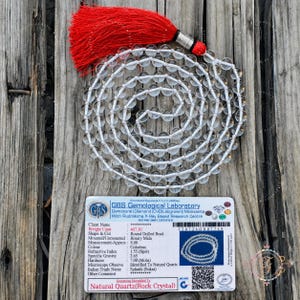 AAA Sphatik Mala 8MM - Lab Certified, Crystal Quartz Rosary, Sphatika Mala, 108 Mala Beads, Hand Knotted Mala, Japa Mala, Yoga Mala, Sphatic