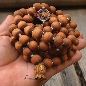 Brown Tulsi Mala: 108 Krishna Seed Beads, Hindu Japa Necklace