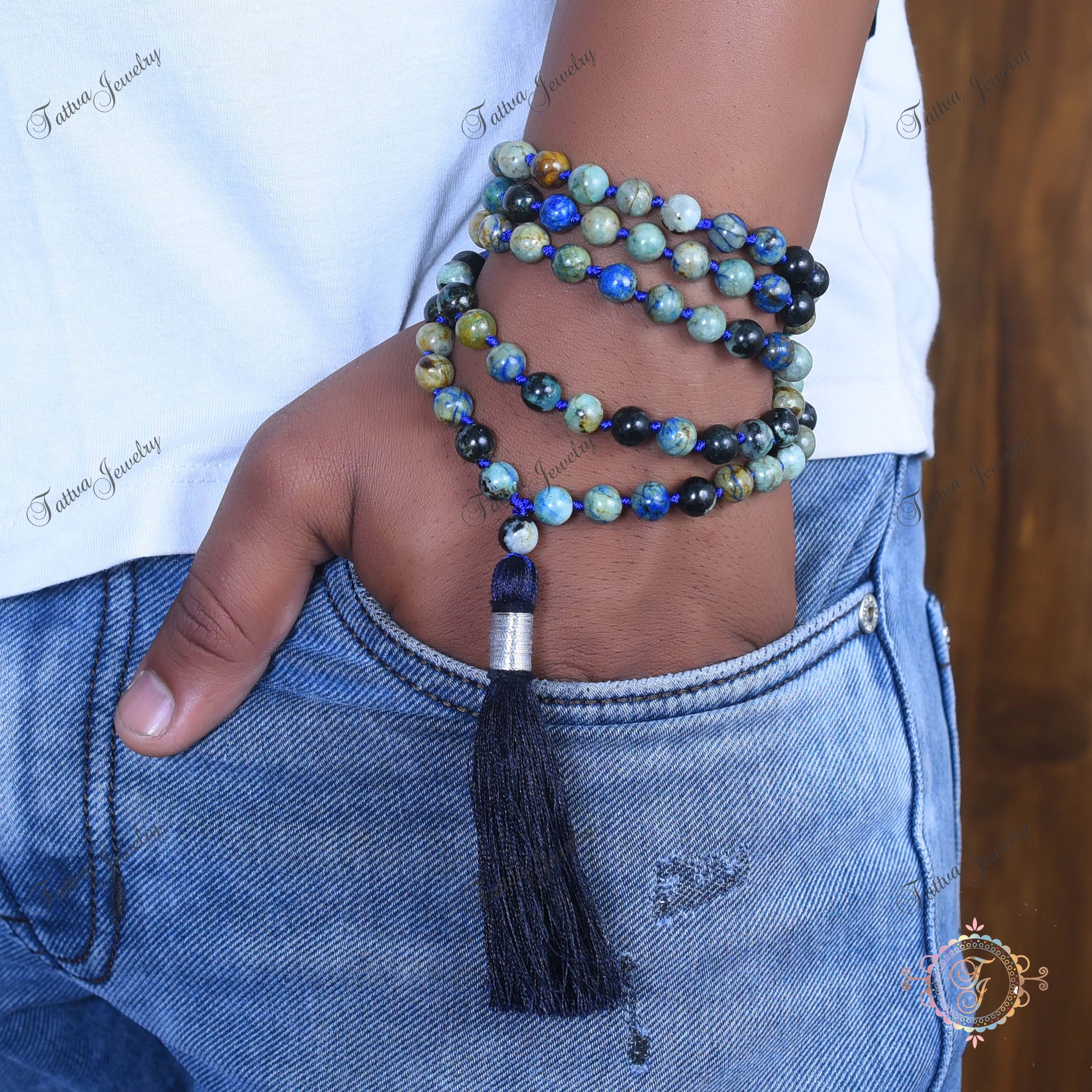 Shattuckite Mala: 108 Prayer Beads, Boho Statement Necklace