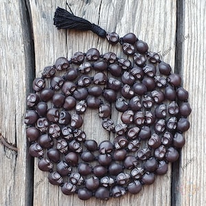 108 Black Skull Mala, Vergänglichkeit Mala Skull Halskette, Mala Perlen, Shiva Halskette, Kapala Gebetskette, Kali Halskette, Kapala Halskette,