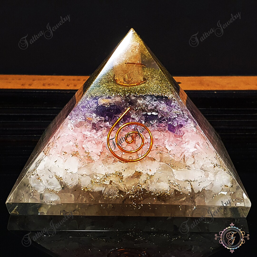 Rose Quartz Amethyst Crystal Orgone Pyramid, Energy Pyramid, Pyramid ...
