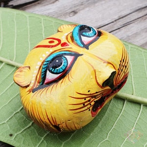 Painted Narsimha Shaligram Stone: Vishnu Puja Altar Statue
