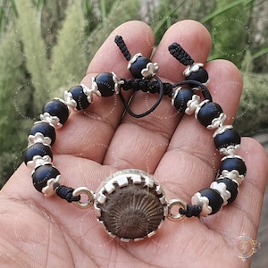 Shaligram Bracelet With Surya Sudershan Shaligram, Sudershan Saligram, Silver Pendent, Salagram Bracelet, Nepal Gandaki Shaligram Shila