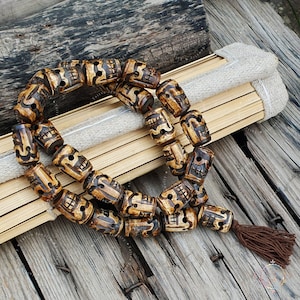 Large Yak Bone Skull Mala Beads: Tribal Prayer Necklace