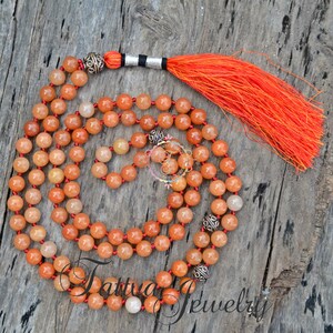 Red Aventurine Mala, Red Aventurine Necklace, 108 Mala Beads Gift For Yoga Lovers, Statement Necklace