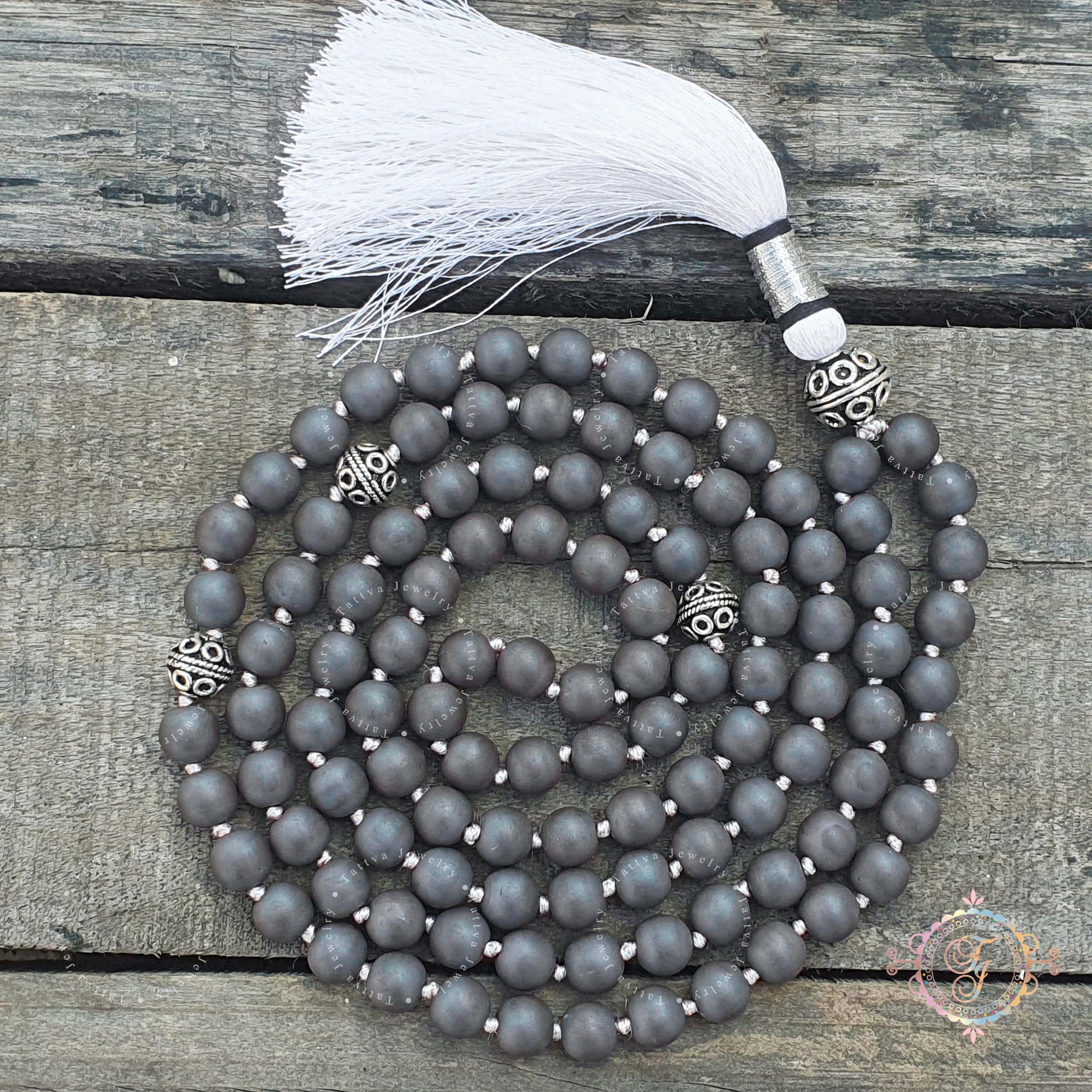 Matte Hematite Mala 8MM, Hematite Necklace, 108 Mala Beads, Statement Necklace, Gift For Yoga Lover, Yoga Prayer Beads
