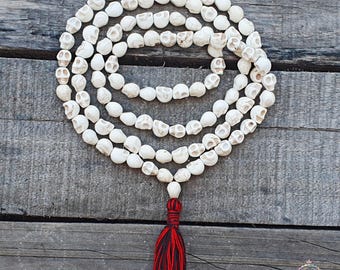 Unknotted Skull Mala • 108 Skull Beads Necklace • Mund Mala • Kali Protection Necklace • Gothic Spiritual Jewelry • Ritual Bead Necklace