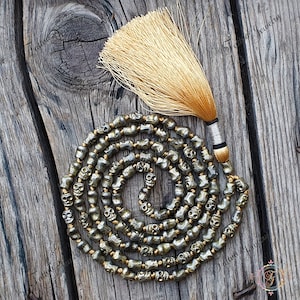 Tibetan Skull Japa Mala: Metal Skull Beads, Buddhist Prayer Necklace