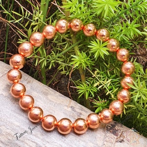 Solid Copper Beaded Bracelet – 6mm / 8mm / 10mm Handmade Copper Beads Bracelet | Adjustable Meditation Bracelet for Daily Wear