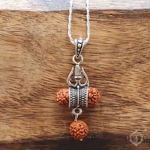 Lord Shiva Pendant | Silver Shiva Pendant | Rudraksha Shiva Pendant | Hindu Pendant | Hindu Jewelry Lord Shiva Trishul Pendant