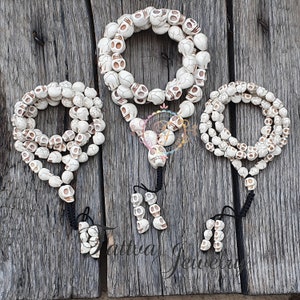 Schädel Mala Halskette-6 mm/8 mm/10 mm, buddhistische Mala, Yoga Geschenke, Shiva Schmuck, Kapala Gebetskette, tibetischer Schädel Halskette, Schädelperlen