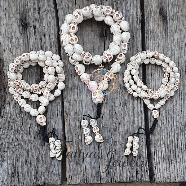 Collier Skull Mala, Mala bouddhiste, Cadeaux de yoga, Bijoux Shiva, Perles de prière Kapala