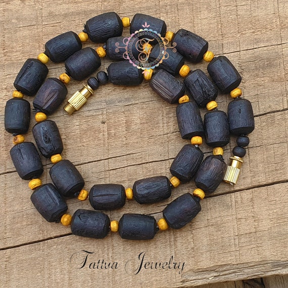 Sri Ram Name Original Tulsi Beads Elastic Thread Bracelet for Men & Women  Ram Name Carving Tulsi Beads 10mm 8 Inches Length - Tulsi Mala