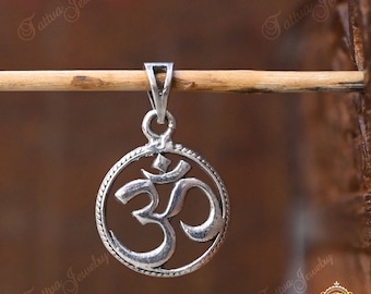 Sterling Silver Om Pendant: Religious Charm for Jewelry Making