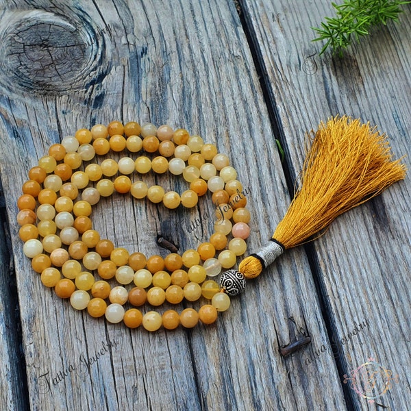 Yellow Aventurine Mala, Yellow Aventurine Necklace, 108 Prayer Beads Perfect For Mediation, Prayer Mala Necklace, Beaded Crystal Mala