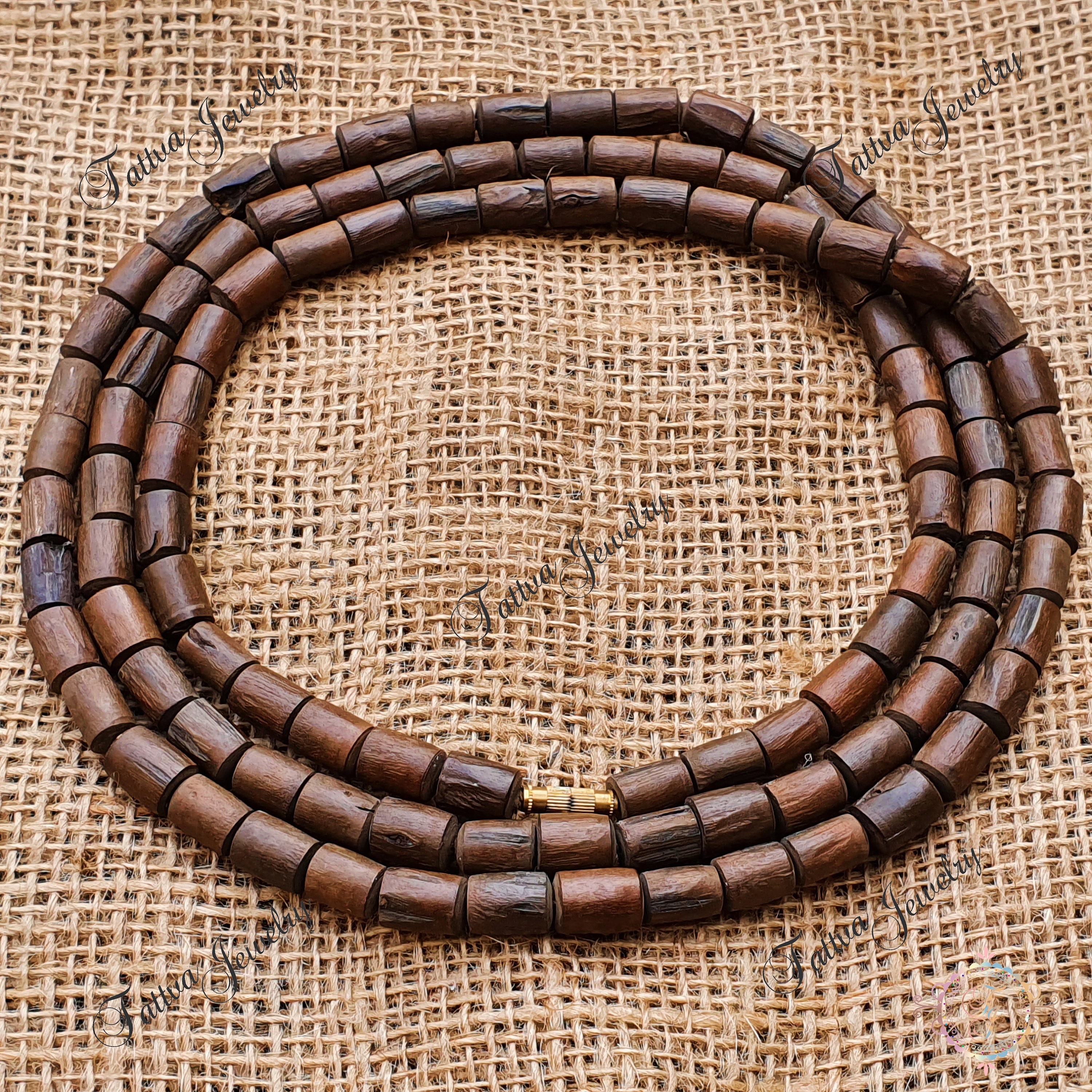 VRINDAVANBAZAAR.COM Wood Radha Naam 16 Leaf Tulsi Kanthi