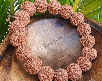 Very Rare 13-13.5 mm Nepali 5 Mukhi Rudraksha Beads Bracelet - Lab Certified, Shiva Armlet, Spiritual Gifts, Five Faced Rudraksha Bracelet