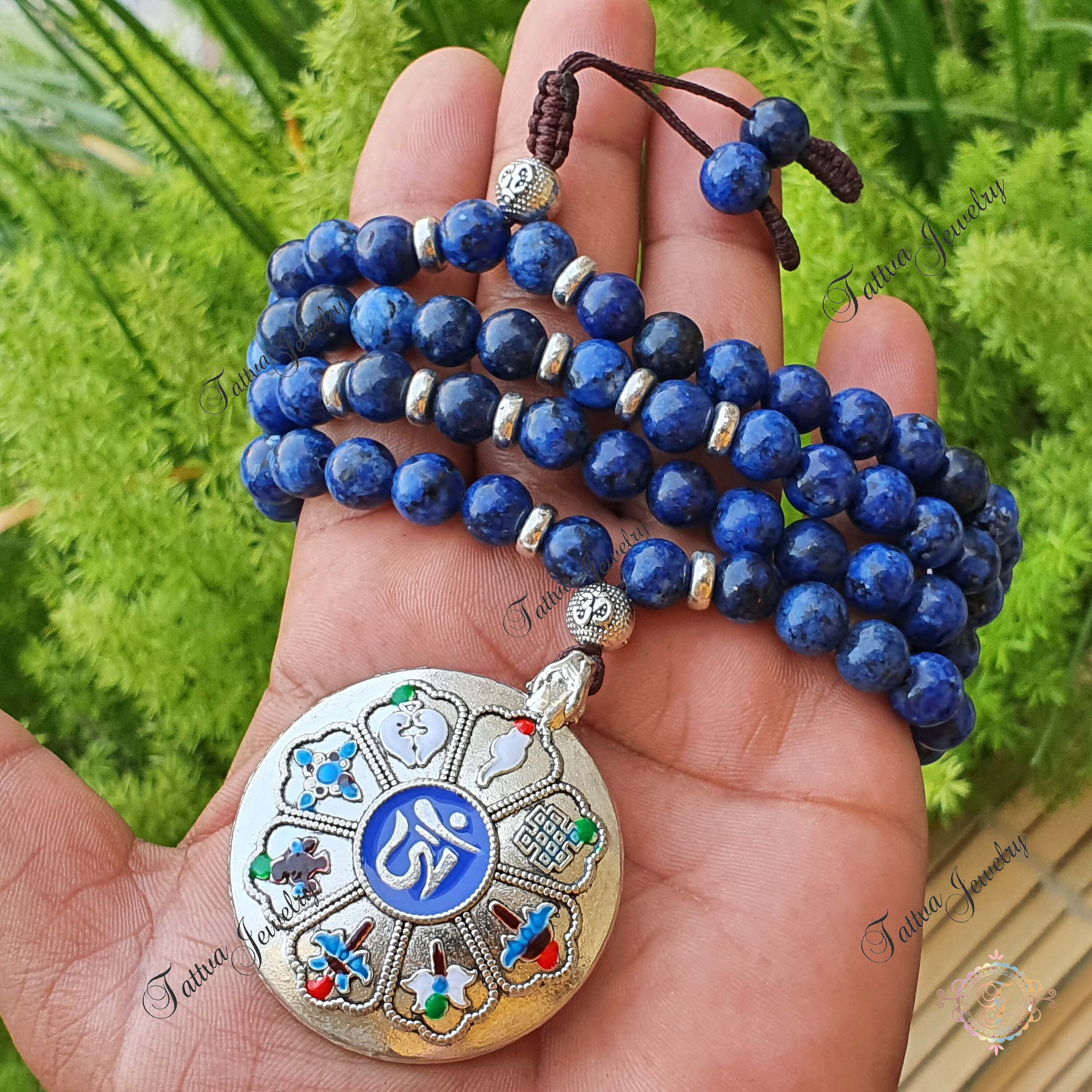 Lapis lazuli mala bead bracelet deals