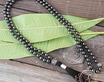 108 Magnetische Lodestone Mala Halskette Zen Tibetisch Mantra Stil Handgeknotet Meditation Perlen Yoga Geschenk Erdung Gebetsschmuck