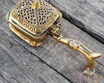 Brass Loban Incense Burner: Home Purifying Dhuni Temple Lamp