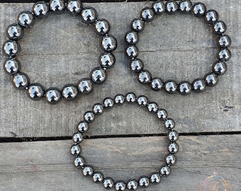 Magnetischer Hämatit 8 mm, 10 mm, 12 mm Perlenarmband, Magnetarmband, Hämatit Armband, Hämatit Kristall Armband