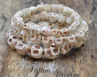 Handcrafted Skull Bead Bracelet: Protection Jewelry