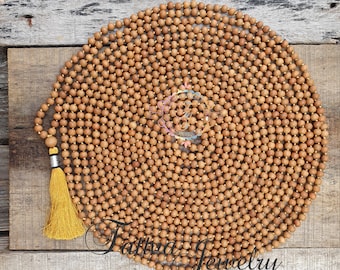 Sandalwood Mala 8 MM, 1008 Mala Beads, Spiritual Jewelry, Tibetan Mala, Handmade Necklace, Knotted Mala, Japa Mala