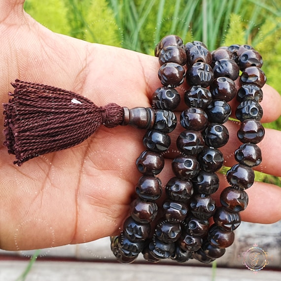 Collana Mala Con Semi Di Loto E Agata Blu - 108 Perle, Bracciale Regolabile, Regalo Yoga - Foto 12