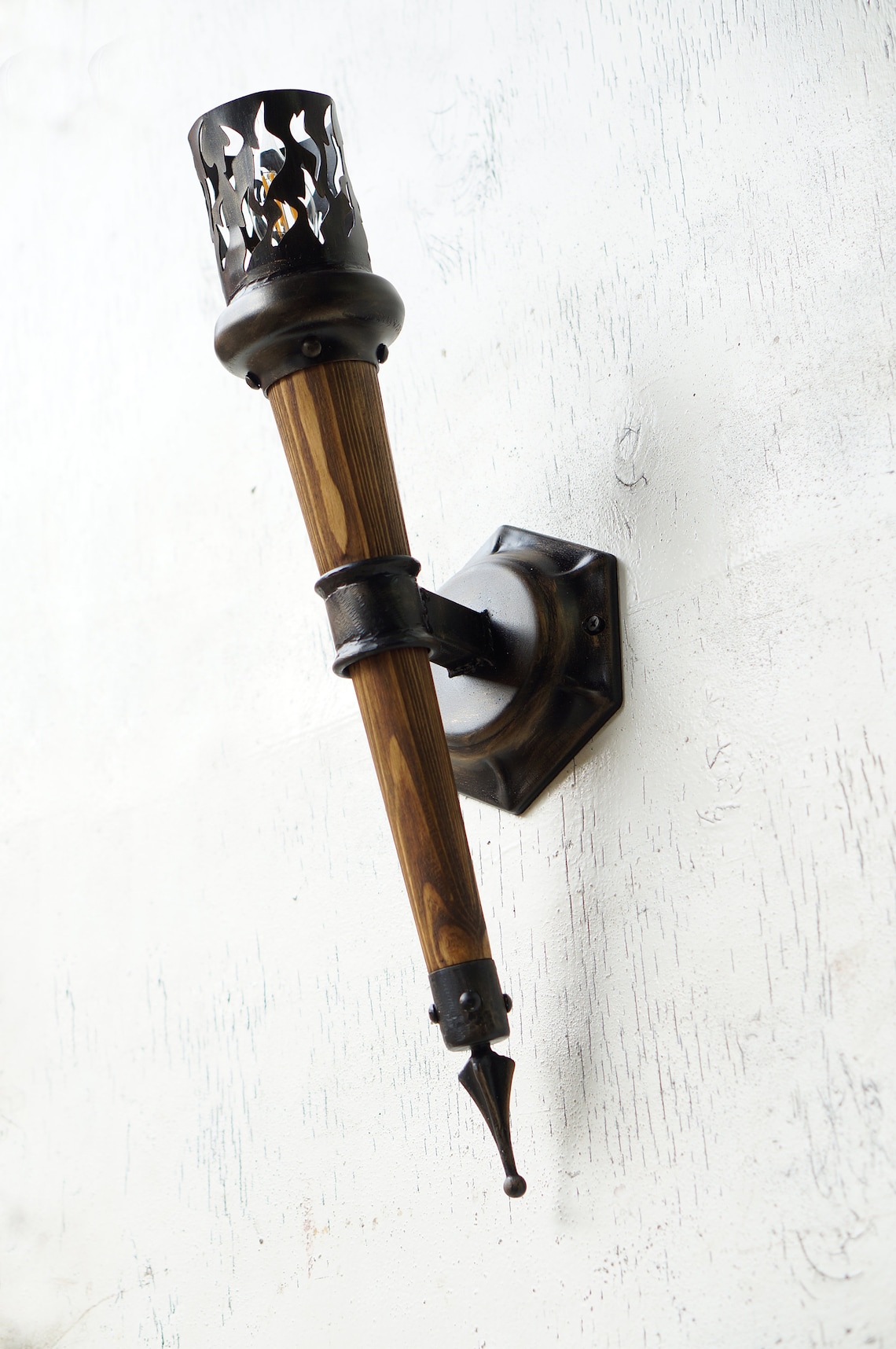 Medieval wall torch Gothic sconce Iron viking lamp Etsy