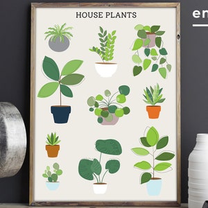 House Plants Art | Modern Plant Art | Plant Lover Gift | by Ember Road Designs