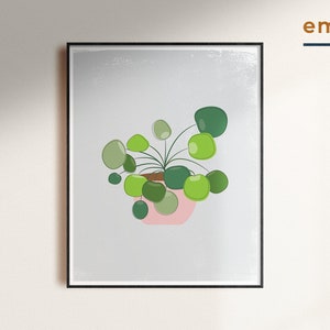 Chinese Money Plant | Modern Plant Art Print | Plant Lover Gift | Plant Lady Gift | Coin Plant | Ember Road Designs