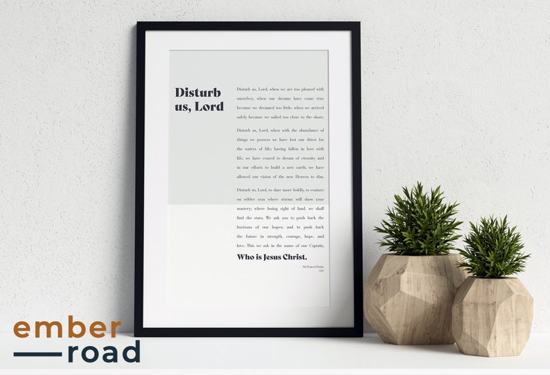 Disturb Us Lord Print Sir Francis Drake Christian Prayer | Etsy