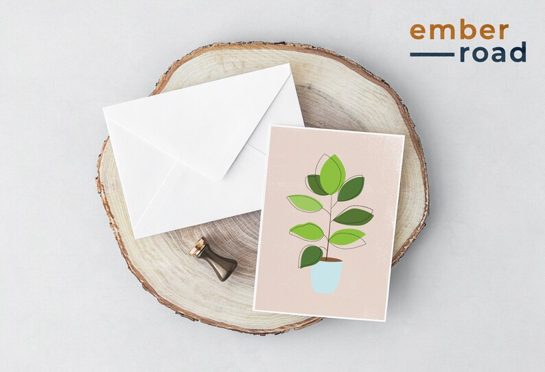 by Ember Road Designs Notecards Set Modern Plant Art Cards Plant Mom Gift