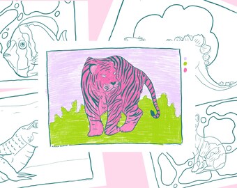Printable animal colouring sheets - Pack of 5