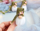 Brooch spring gnome Miniature decor Nordic Swedish Tomte Nisse Holiday elf Scandinavian style idea for gift