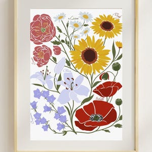 Custom Birth Flower Print for Mom Personalized Family Garden Art Digital Download Wall Art Hand Drawn Floral Gift Mom’s Garden Birth Flower