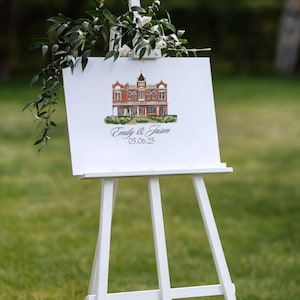 Alternative Guest Book Wedding Venue Watercolor Art Custom Wedding Venue Drawing for Wedding Stationery, Digital Download