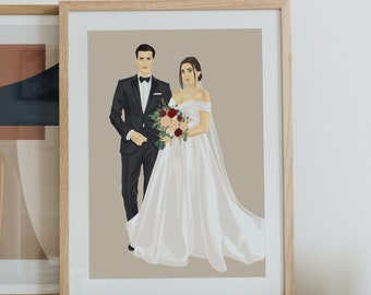 Retrato de pareja personalizado, Abuelos de pintura de boda, regalo de aniversario de bodas 25 para pareja, regalo de aniversario de bodas 50, lindo regalo