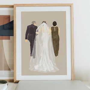 Personalized Bride and Parents Portrait Art Parents of the Bride Custom Wedding Gift for Parents from Daughter DIGITAL DOWNLOAD