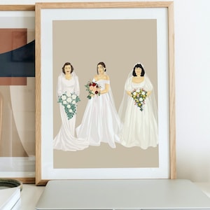 ADD ON A BRIDE to the Custom Generational Wedding Portrait, Mother of the Bride Gift, Digital Illustration