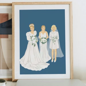 Retrato de boda generacional personalizado, regalo de madre de la novia, ilustración digital, retrato nupcial con mamá y abuela imagen 5
