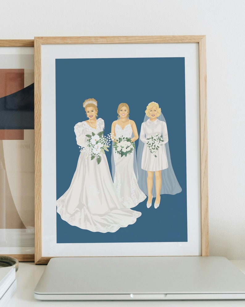 Custom Generational Wedding Portrait, Mother of the Bride Gift, Digital Illustration, Bridal Portrait with Mom and Grandmother image 5