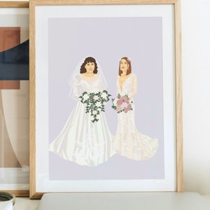 Custom Generational Wedding Portrait, Mother of the Bride Gift, Digital Illustration, Bridal Portrait with Mom and Grandmother image 3