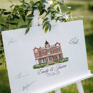 Alternatives Gästebuch Hochzeitsort Aquarell Kunst Individueller Hochzeitsort Zeichnung für Hochzeit Papeterie, digitaler Download
