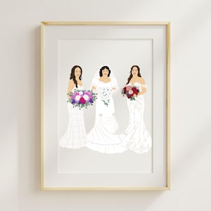 Generatie portret bruiloft moeder van de bruid Cadeau van dochter Huwelijkscadeau voor grootmoeder DIGITALE DOWNLOAD
