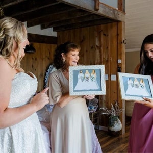 Retrato de boda generacional personalizado, regalo de madre de la novia, ilustración digital, retrato nupcial con mamá y abuela imagen 6
