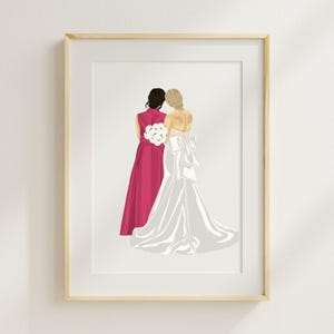 Custom Mother of the Bride Print Mom Wedding Gift Custom Wedding Mother Gift from Daughter Personalized Bride and Mother Portrait Digital